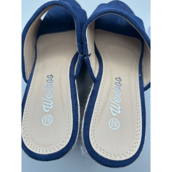 Weeboo Womens Suede Espidrille Wedge Sandals Navy Blue Size 8.5 - Picture 6 of 6